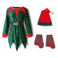 thumbnail image 1 of Kids Baby Girls Santa Clause Christmas Tree Costume Dress Set Green Elf Outfits Children Xmas Cosplay Carnival Festival Clothes, 1 of 4