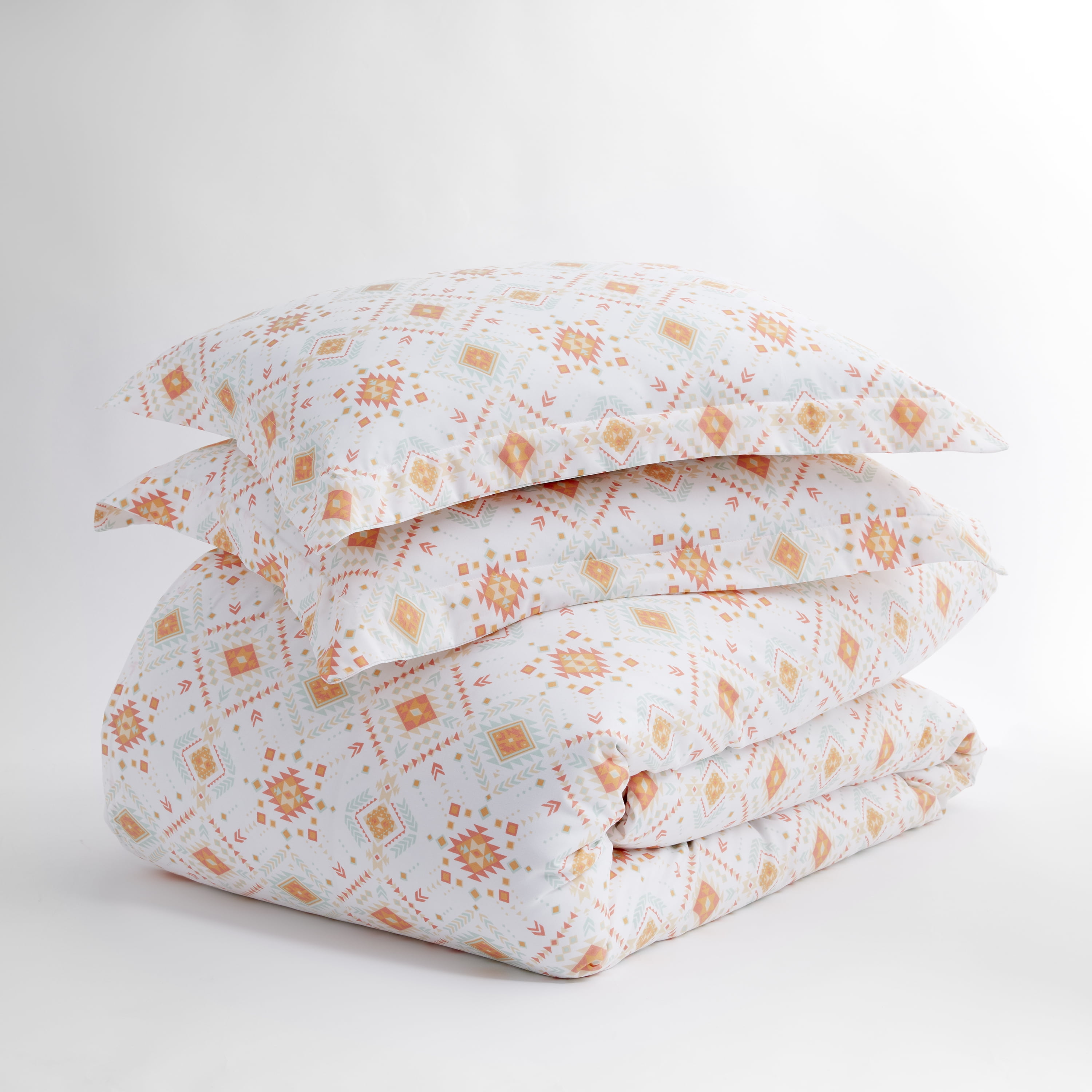 Noble Linens Coral Aztec Dreams Pattern 2-Piece Duvet Cover Set, Twin/TwinXL