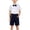 Navy, variant on Boys White Dress Shirt Shorts Set 3-Piece Cotton Formal Suit with Bow Tie for Wedding Church School Uniform,Size 3 T