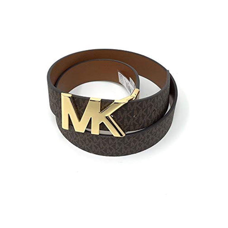 NEW Michael Kors Belt Brown - Jumbo MK Circle Gold Buckle - Michael Kors Signature MK Logo Reversible Leather Women main image 2