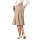 thumbnail image 3 of Faldas acampanadas de cintura alta INSPIRE CHIC para mujeres, falda midi de color sólido de negocios casual de los años 1950, XL caqui, 3 of 5