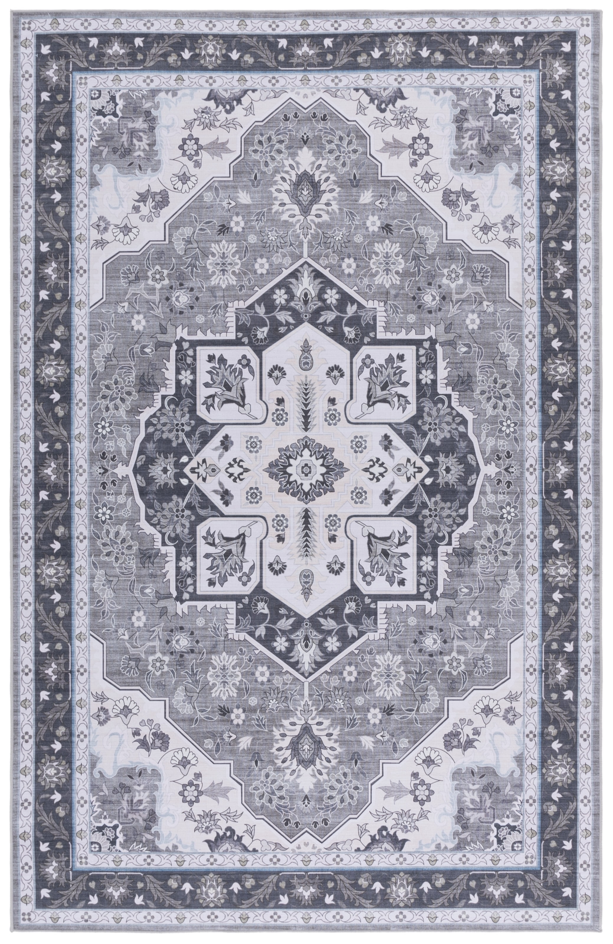 SAFAVIEH Tucson Luvina Oriental Machine Washable Area Rug, Olive/Ivory, 4' x 6'