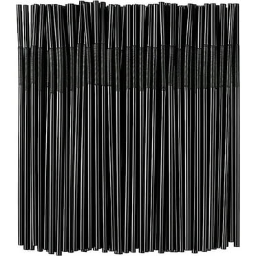 Zhuge 100PCS Black Flexible Plastic Straws,Black Disposable Bendy Party Fancy Straws Extra Long Straws Party Decorations