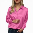 thumbnail image 5 of Towmus Satin Blouses for Women Button Down Shirts Silk Clothes Roll Up Long Sleeve Business Casual Tunic Tops, 5 of 5