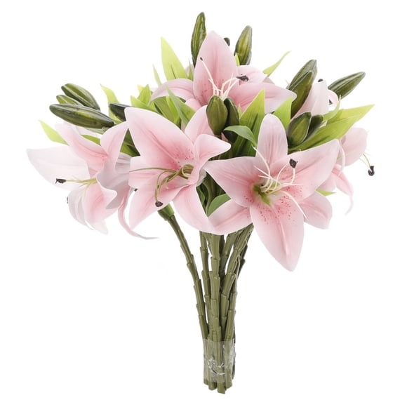 3Pcs Artificial Tiger Lily Bouquet Latex Lilies Flower Bouquet with Rods for Home  Table  Wedding  Banquet Decor  Indoor & Outdoor Simulation Plant Decoration 14inch