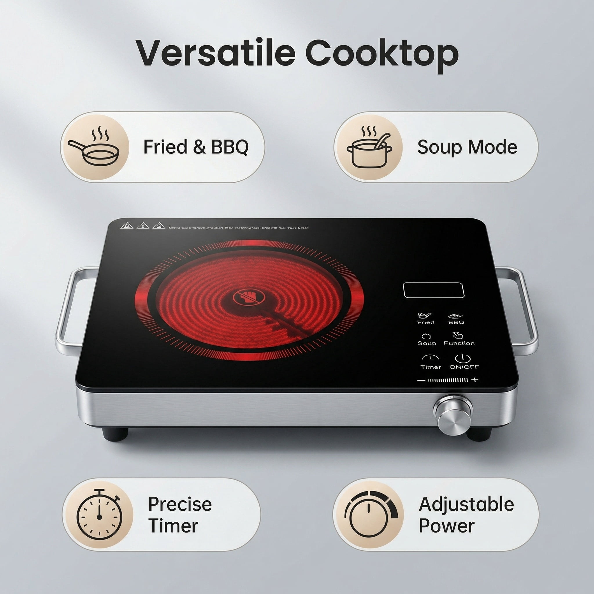 REDUSK Countertop Infrared Single Burner,2200W Single Burner Electric Cooktop, Hot Plate for Cooking, Electric Stove with Sensor Touch Control.
