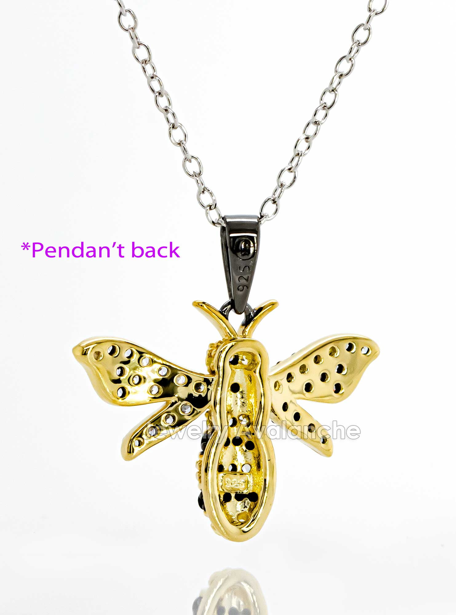 Sterling Silver Bumblebee Pendant Necklace Made with Swarovski Crystal  (18