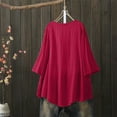 thumbnail image 2 of Shakumy Shirts for Women Tall Women Vintage Three Quarter Lace V Neck Plus Size Top T Shirt Women's Plain T Shirt Shirt Red 4X-Large, 2 of 5