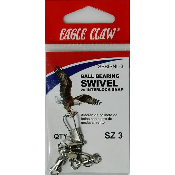 Eagle Claw Fishing, Ball Bearing Swivel with Interlock Snap, Size 3
