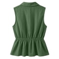 thumbnail image 2 of cocolona Womens Summer Linen Tank Tops Peter Pan Collar Button Sleeveless Pleated Shirts Dressy Casual Solid Color Blouses, 2 of 3