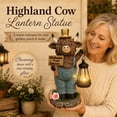 thumbnail image 2 of Solar Highland Cow Outdoor Statue, Garden Decor with Lantern Highland Cow Figurines for Yard Art Lawn Ornaments Porch Patio Balcony, 2 of 9