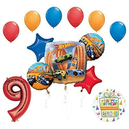 Mayflower Products Hot Wheels Party Supplies 9th Birthday Balloon Bouquet Decorations