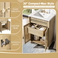 thumbnail image 6 of Christopher Knight Home 30" Bathroom Vanity with Handwoven Rattan Doors & Resin Basin, Soft-Close Door, Natural Wood, 6 of 13