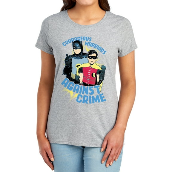 Batman Classic Tv Courageous Warriors Women's T Shirt, Athletic Heather, Small