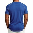 thumbnail image 7 of Men's Short Sleeve T-ShirtWaffle Henley , Contrast Stitching Raglan Sleeve Breathable Summer Casual Top,Blue,M, 7 of 7