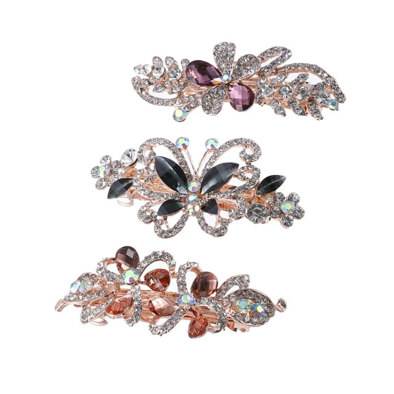 Unique Bargains 3pcs Hair Barrettes Hair Accessories for Women Hair Clips Sparkly sparkling Rhinestones Hairpin