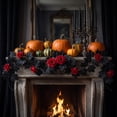 thumbnail image 5 of ZhangC Fall Artificial Maple Leaf Garland with Red Rose, 69 Inch Fall Hanging Vines with Black Leaves, Thanksgiving Halloween Indoor Outdoor Decor for Mantel, Staircase, Wedding and Party, 5 of 5