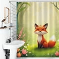 thumbnail image 3 of Fox in Enchanted Forest Shower Curtain Modern Home Bathroom Bathtub Decor Waterproof Fabric with Hooks, 3 of 6