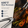 thumbnail image 3 of Kitchen Tong for Cooking, 12 Inch Silicone Cooking Tong with 600°F Heat Resistant Non-Scratch Tips, Heavy Duty Stainless Steel Locking Food Tong for BBQ, Grilling, Steak, Salad, Pasta, Black, 3 of 8