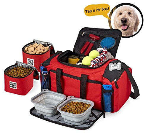 Dog Travel Bag Ultimate Week Away Duffel For Med And Large Dogs Includes Bag, 2 Lined Food Carriers, Placemat, and 2... by Overland Dog Gear