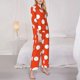 thumbnail image 3 of Fotbe Orange And White Polka Dot1 Conjunto de Pijama de Manga Larga para Mujer con Estampado, Ropa de Dormir de 2 Piezas, Conjunto de Casa Suave y Cómodo con Bolsillos-X-Large, 3 of 7