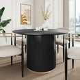 thumbnail image 2 of GDF Studio Natural Grain Finish Round Dining Table, Black, 2 of 6