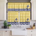 thumbnail image 2 of Anchor Striped Curtain Valances Set Ocean Sage Yellow and Blue Striped Decor Kitchen Curtains 24&nbsp;inch Length Rod Pocket Valance and Tiers 3 Piece Set Small Bedroom Bathroom Laundry Decor, 2 of 9