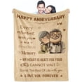 thumbnail image 2 of Wedding Anniversary Blanket Couples Present,Anniversary Present Blanket for Him and Her,Wife Husband Happy Anniversary Present for Couple Mom Dad Parents Valentine''s Flannel Throw Blanket, 2 of 6
