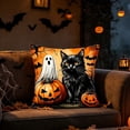 thumbnail image 2 of Halloween Pillow Cover 18x18, Fall Spooky Throw Pillow Case, Soft Polyester Decorative Cushion Cover, Hidden Zipper, Machine Washable for Sofa Living Room by MPOISVA, 2 of 7