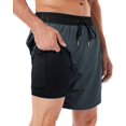 thumbnail image 1 of Mens Swim Trunks Swim Shorts for Men Quick Dry 5 inch Inseam Beach Shorts with Compression Liner Zipper Pocket, 1 of 19