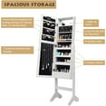 thumbnail image 4 of Standing Jewelry Armoire with 18 LED Lights Around the Door, Large Storage Mirrored Jewelry Cabinet with Full Length Mirror, 16 Lipstick Holders, 1 Inside Makeup Mirror (White), 4 of 8