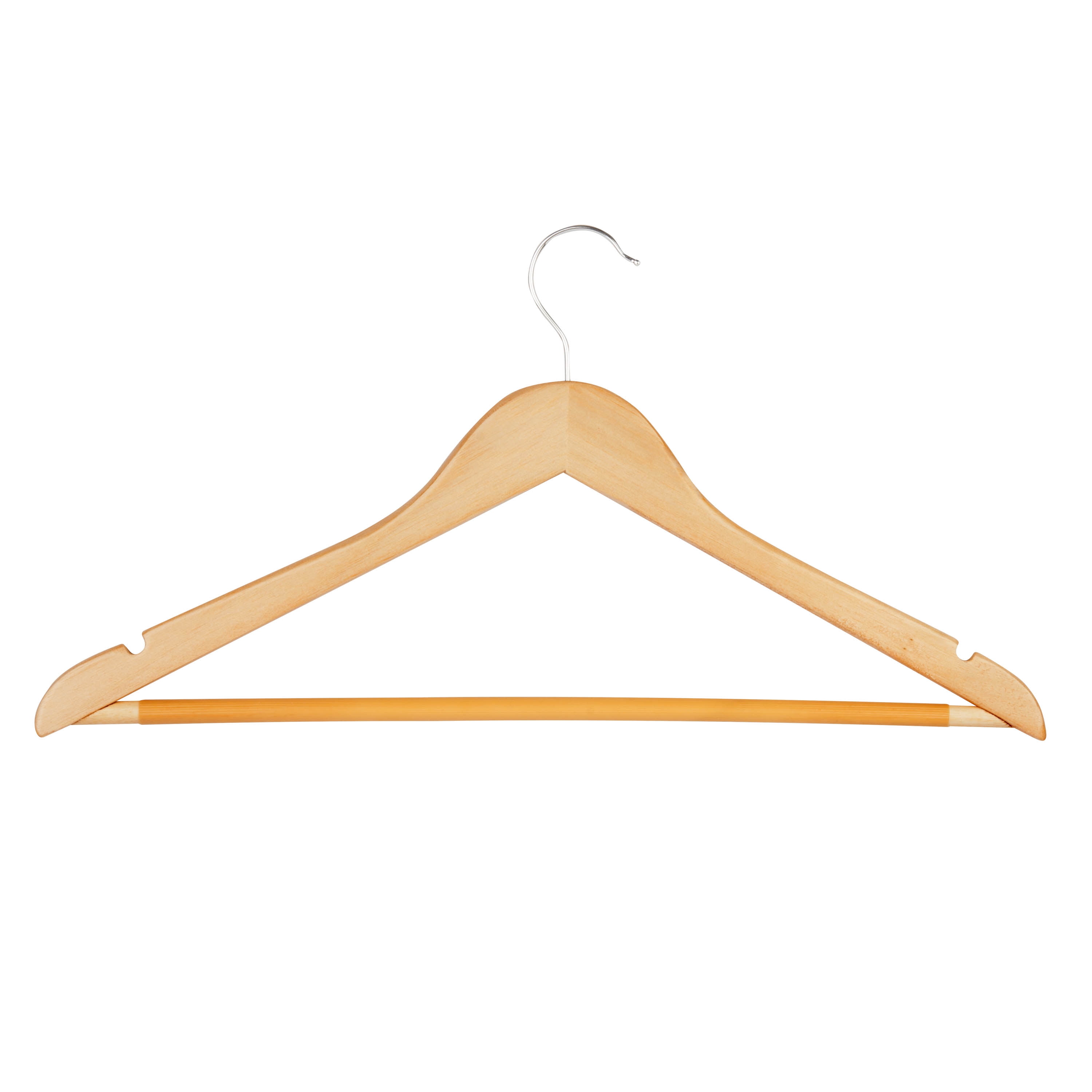 Pack of 20 Strong Premium Wooden Coat Hangers with Round Trouser Bar 