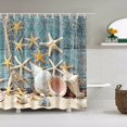 thumbnail image 4 of Shower Curtain , Fabric Shower Curtain Liner Ocean Shower Stall Curtain with 12 Hooks for Home Hotel Machine Washable Curtain Waterproof Bathroom Shower Curtain (72" X 72"), 4 of 6