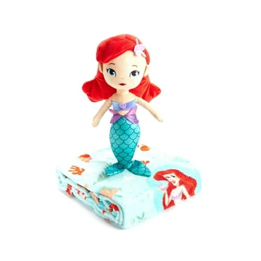 Disney The Little Mermaid Plush Ariel and Blanket Throw Set, 50"X 60"