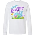 thumbnail image 3 of Inktastic Happy Easter Blue Bunny and Eggs in Grass Long Sleeve T-Shirt, 3 of 5