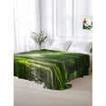 thumbnail image 5 of Green Trees Full Size Flat Sheet, Wrinkleproof & Fadeproof Cooling Flat Bed Sheet Only, Forest Art Decor Spring Summer Nature Leaf Breathable Soft Bedding Top Sheets 81 x 96 Inches, 5 of 8