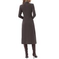 thumbnail image 3 of INSPIRE CHIC Ribbed Knitted Midi Dress for Womens Mock Neck Casual Long Sleeve Sweater Dresses S Brown, 3 of 6