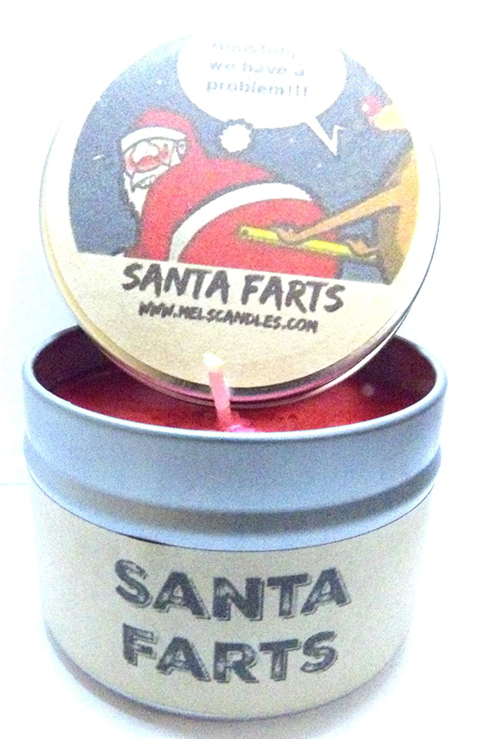 Santa Farts 4oz All Natural Soy Candle Tin Fun Christmas Novelty Candle 