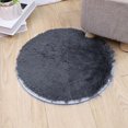 thumbnail image 1 of Grey Round Rug Faux Fur Sheepskin Area Rugs Fluffy Plush Carpet Washable Shaggy Mat for Dorm Preppy Room Decor, 1.3 ft, 1 of 7