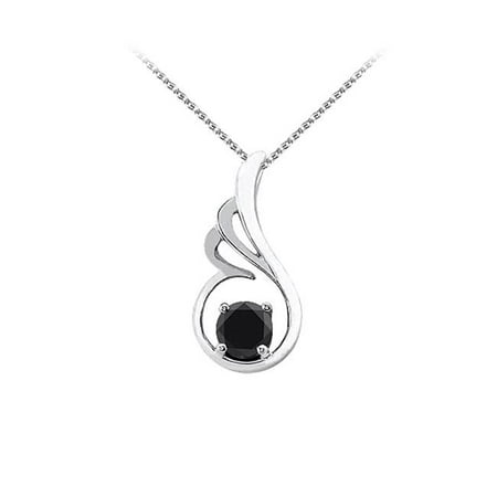 Fine Jewelry Vault UBPD3066W14BOX Beautiful Onyx Pendant in 14K White Gold with Free Chain Best