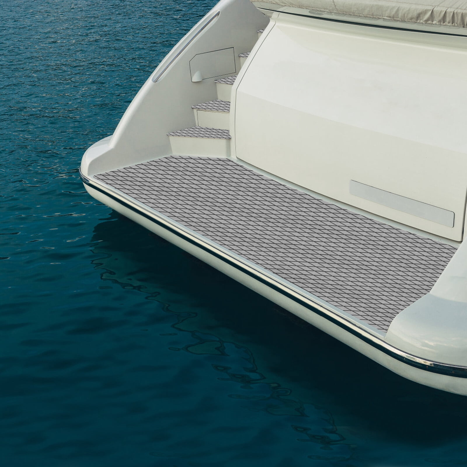 Gray+Black EVA Anti-Skid Mat, 94×35in 6mm Thick Non-Adhesive Installation Mat for Boat Yacht Kayak Deck