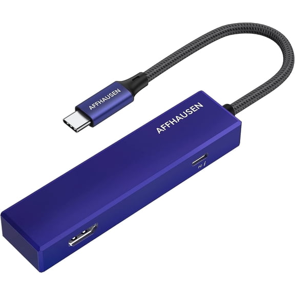 AFFHAUSEN 3-in-1 USB-C Hub – USB-A 5Gbps Data, 4K@60Hz HDMI, 100W PD Charging – MacBook Pro/Air, iPad Pro, iPhone 16, Dell XPS, Lenovo