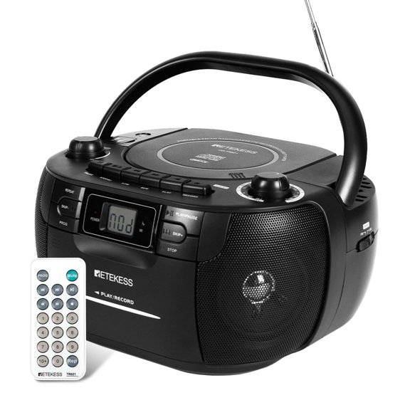 Reproductor de CD Boombox Retekess TR621, cinta de casete, radio AM FM