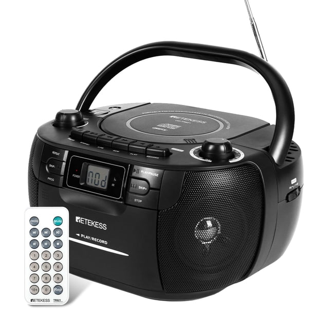 Reproductor de CD Boombox Retekess TR621, cinta de casete, radio AM FM