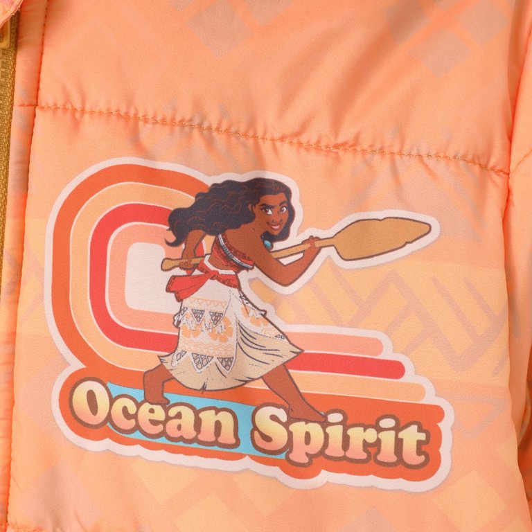 Disney Princess Moana Girls Puffer Jackets Graphic Winter Hoodie