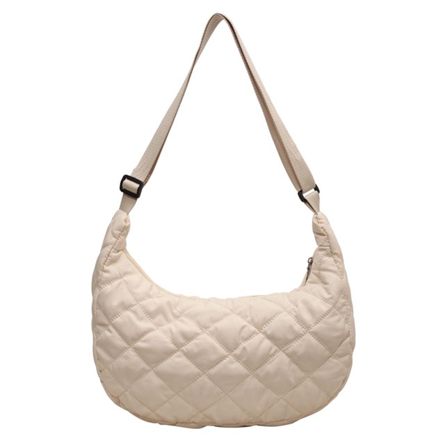 Bolso Mujer Abajo Media Luna Acolchado Messenger Suave Trabajo Viaje Beige