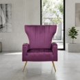 thumbnail image 3 of Silla de acento de terciopelo con patas de metal, sillón tapizado moderno, silla lateral de espalda para salón dormitorio pequeños espacios, 3 of 5