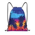thumbnail image 1 of Xecao Beach with Palm Trees Pattern Sports Drawstring Backpack - String Swim Gym Bag with Wet Proof Pocket for Women&Men-Small, 1 of 6