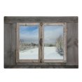 thumbnail image 1 of Rustic Cutting Board, Winter Season Scene from a Wooden Window of Country House Snow Vintage Design, Decorative Tempered Glass Cutting and Serving Board, Large Size, Umber White Blue, by Ambesonne, 1 of 1