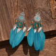thumbnail image 5 of Pendientes Wonlte Boho Western Turquesa con plumas para mujer, 5 of 5